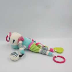 Doudou eveil hochet zèbre blanc bleu rose vert rayé BEBE CONFORT