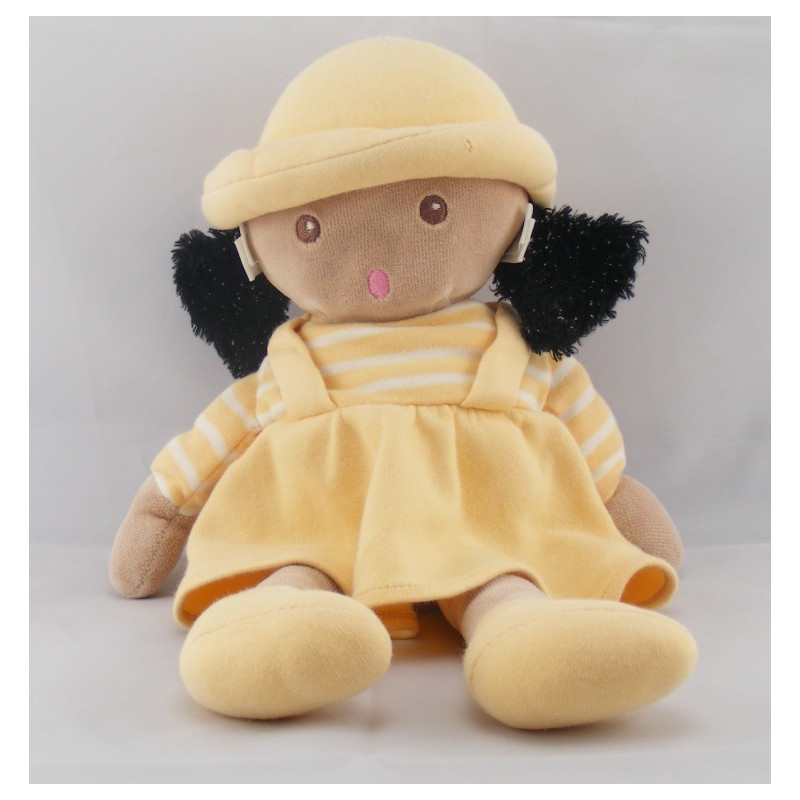 Doudou poupée fille robe rose NOUNOURS