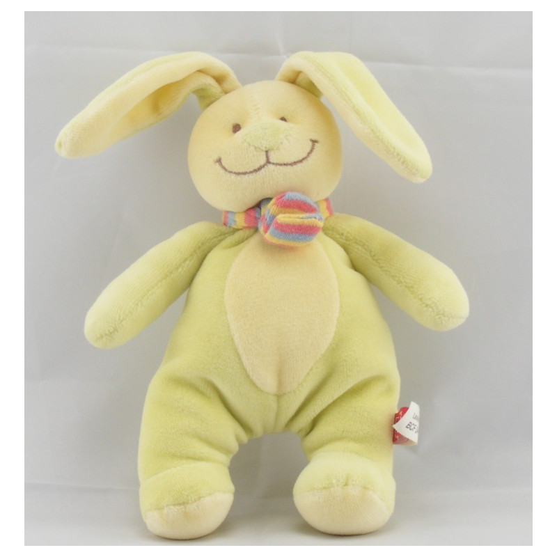 Doudou lapin vert anis hochet TEX