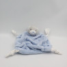 Doudou plat ours plume bleu noeuds KALOO