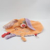 Doudou plat rond lapin orange imprimé fleurs TEX BABY