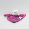Doudou plat ours blanc rose GALLIA
