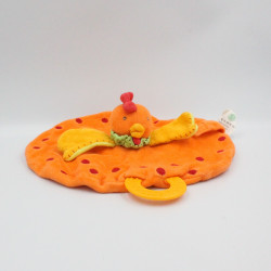 Doudou plat poule orange rouge jaune NATURE ET DECOUVERTE