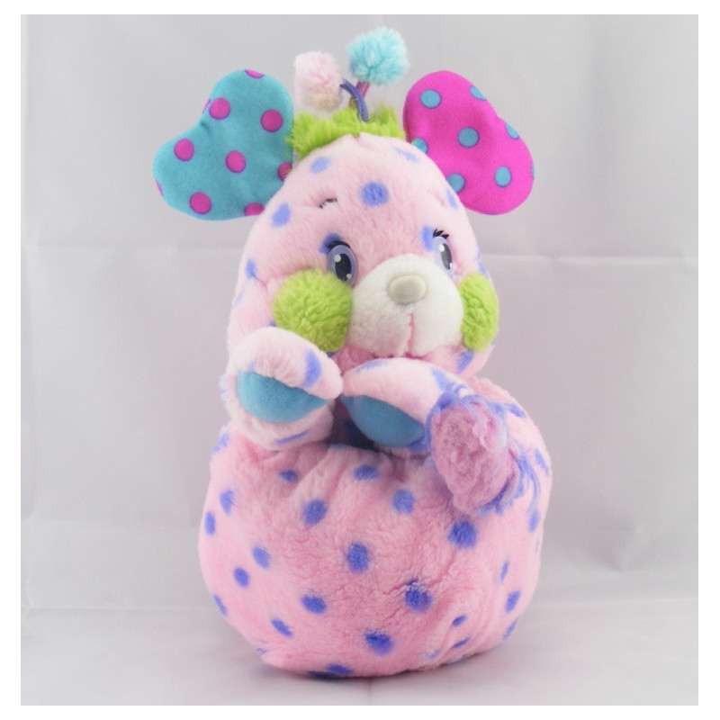 Peluche Popples rose à pois LANSAY 