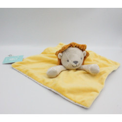 Doudou plat lion jaune orange beige pois OBAIBI