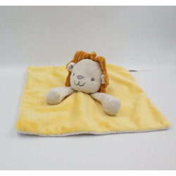 Doudou plat lion jaune orange beige pois OBAIBI