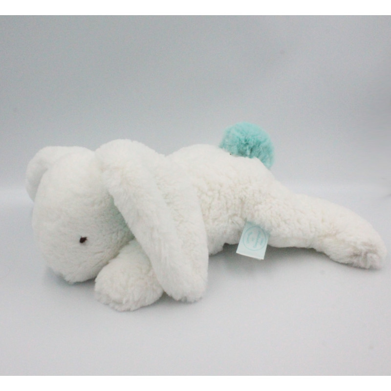 Doudou et compagnie lapin blanc bleu Pompon