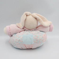Doudou Lapin rose bleu fleurs patchworks Liliblue KALOO
