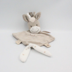 Doudou plat poney cheval beige blanc couronnes NATTOU