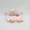 Doudou marionnette ours mauve rose fleurs Lilirose KALOO