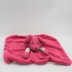 Doudou plat souris rose blanc étoiles OBAIBI