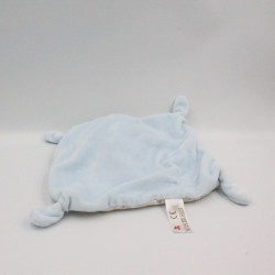 Doudou plat mouton blanc beige bleu laine NICOTOY