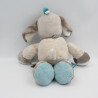 Doudou chien gris bleu train Gaston et Cyril NATTOU 30 cm