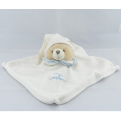 Doudou et compagnie plat ours blanc bonnet col bleu 