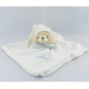 Doudou et compagnie plat ours blanc bonnet col bleu 