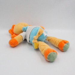 Doudou lion orange bleu gris TEX