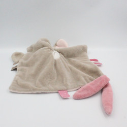 Doudou plat lapin rose beige coeurs Nina NATTOU