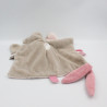 Doudou plat lapin rose beige coeurs Nina NATTOU