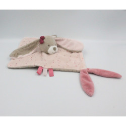 Doudou plat lapin rose beige coeurs Nina NATTOU