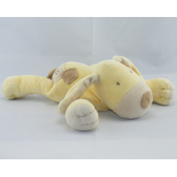 Doudou chien couché jaune beige OBAIBI