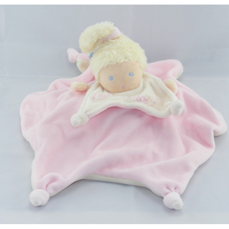 Doudou plat reversible lapin ours trouve moi cache toi NOUNOURS