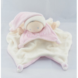 Doudou plat reversible fille lutin rose trouve moi cache toi NOUNOURS