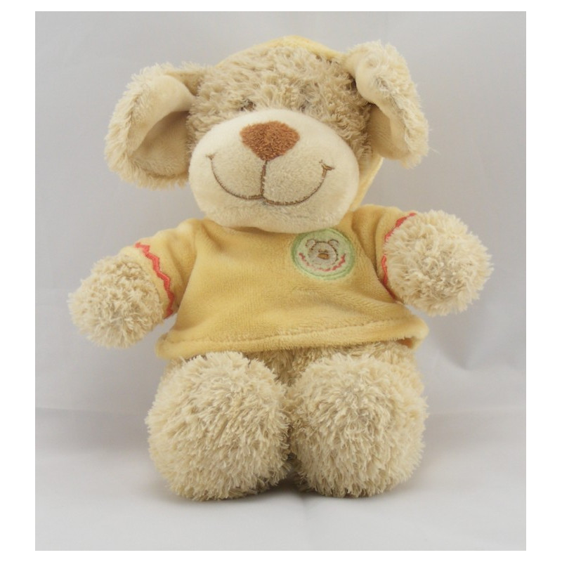 Doudou plat chien sweat capuche jaune NICOTOY