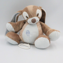 Doudou musical lapin beige marron bleu Emil et Rosy NATTOU