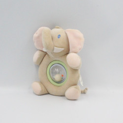 Doudou hochet éléphant beige rose AUCHAN