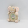Doudou hochet éléphant beige rose AUCHAN