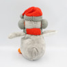 Doudou pingouin gris Joyeux Noël FRANCOISE SAGET