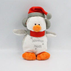 Doudou pingouin gris Joyeux Noël FRANCOISE SAGET