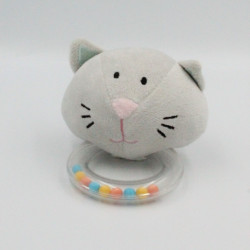Doudou hochet chat gris VERTBAUDET