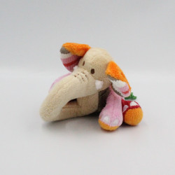 Doudou hochet éléphant beige rose rouge orange gris HAPPY HORSE