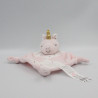 Doudou plat licorne rose blanc pois TOM & KIDDY TOMKIDS