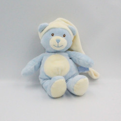 Doudou ours bleu blanc bonnet GIPSY