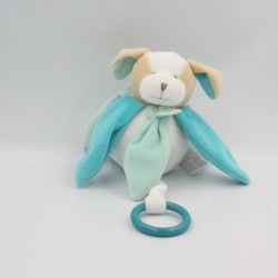 Doudou et compagnie musical chien collector blanc bleu pétales Menthe