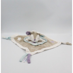 Doudou plat biche faon élan gris blanc violet bleu Amour SAUTHON
