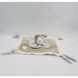 Doudou plat biche faon élan gris blanc violet bleu Amour SAUTHON