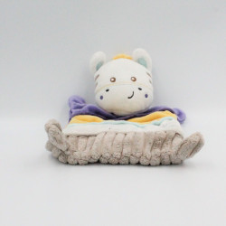 Doudou plat zèbre violet jaune blanc beige NICOTOY
