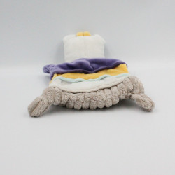 Doudou plat zèbre violet jaune blanc beige NICOTOY