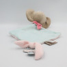Doudou plat éléphant beige rose bleu coeur Charlotte NATTOU