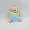 Doudou semi plat ours bleu vert tracteur TEX BABY