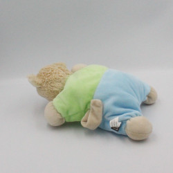 Doudou semi plat ours bleu vert tracteur TEX BABY