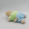 Doudou semi plat ours bleu vert tracteur TEX BABY