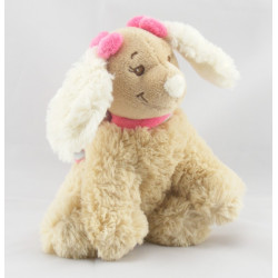 Doudou chien beige Scuba noeuds rose NOUKIE'S