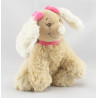 Doudou chien beige Scuba noeuds rose NOUKIE'S