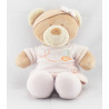 Doudou ours robe rose oiseau bandeau POMMETTE