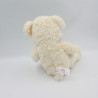 Doudou peluche ours blanc noeud carreaux SUNKID 
