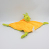 Doudou plat dragon vert orange CARRE BLANC